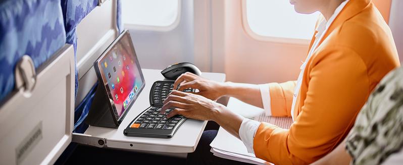 ProtoArc Ergonomic Foldable Keyboard Mouse, XKM03 Portable Folding Bluetooth Keyboard Mouse Combo for Business and Travel, Split Design, 3 Bluetooth, Rechargeable, for iPad, Tablet, iPhone, Laptop