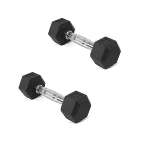 Hexagonal Rubber-Coated Dumbbell Set – Non-Slip Grips for Home Gym Strength Training, Durable Rubber Coating to Protect Floors & Reduce Noise, Hexagonal Shape Prevents Rolling & Saves Space