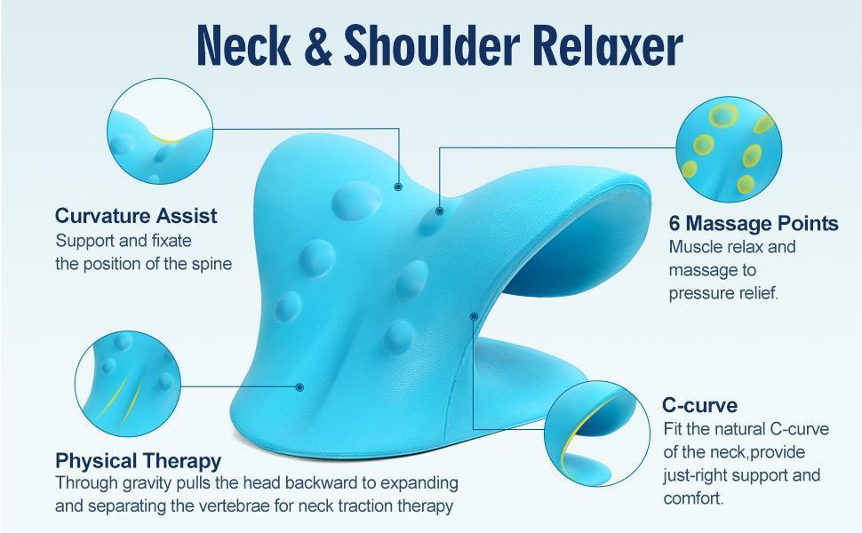 Neck Stretcher,Neck Hump Corrector,Neck and Shoulder Relaxer Cervical Traction Device Pillow for Muscle Relax and TMJ Pain Relief (Blue) Neck Stretcher,Neck Hump Corrector,Neck and Shoulder Relaxer Cervical Traction Device Pillow for Muscle Relax and TMJ Pain Relief (Blue)