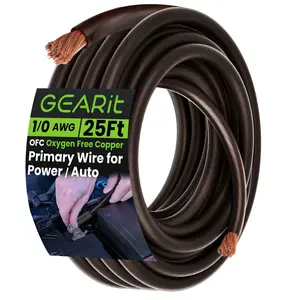 1/0 Gauge OFC Ground Wire - 0AWG Electrical Power Cable - 25 Feet