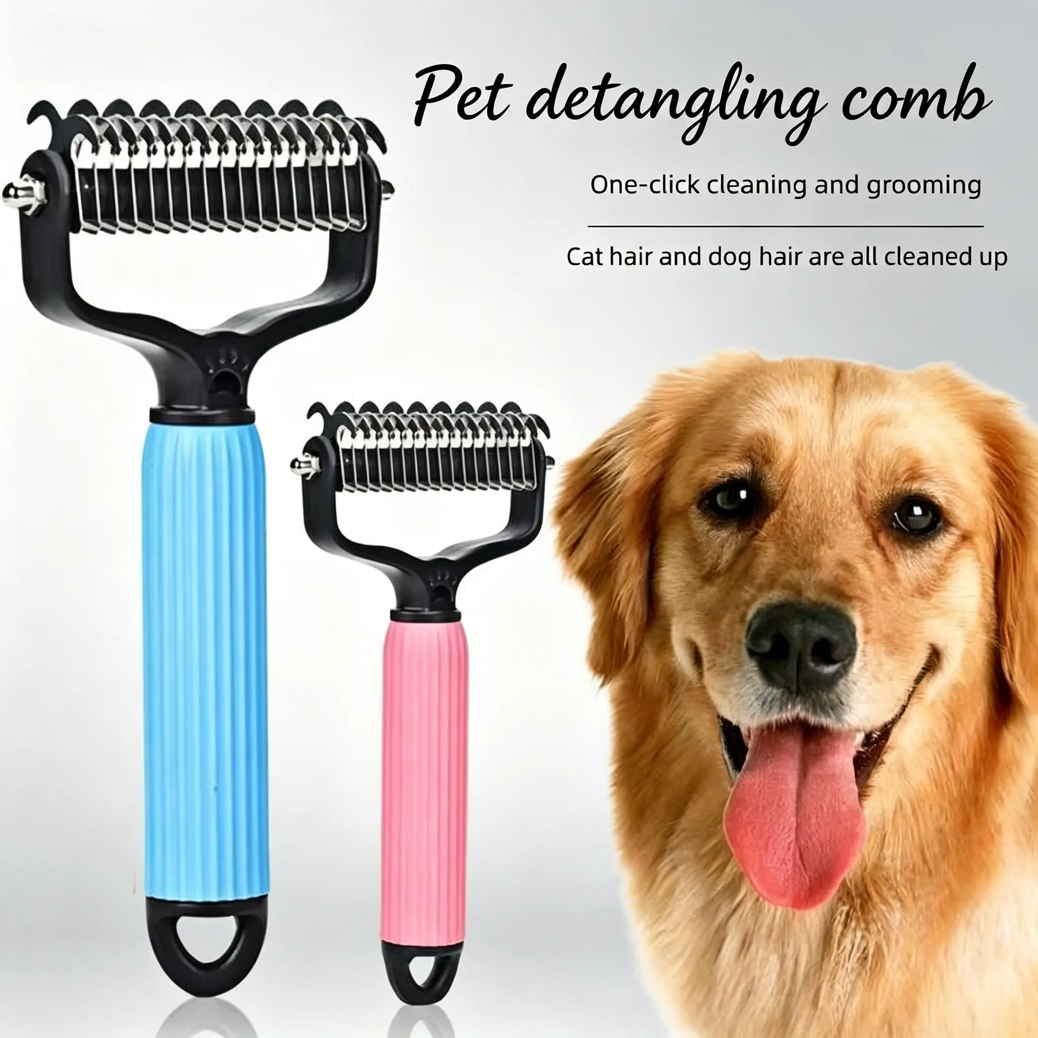 Double-Sided Cat & Dog Deshedding Dematting Comb - Undercoat Rake Grooming Tool, Matted Fur Remover for Long-Haired Pets, Pet Grooming Accessories (Mid-Year Sale, Restock, DFYD, Deals for You Day Summerwins), Deshedding Tool