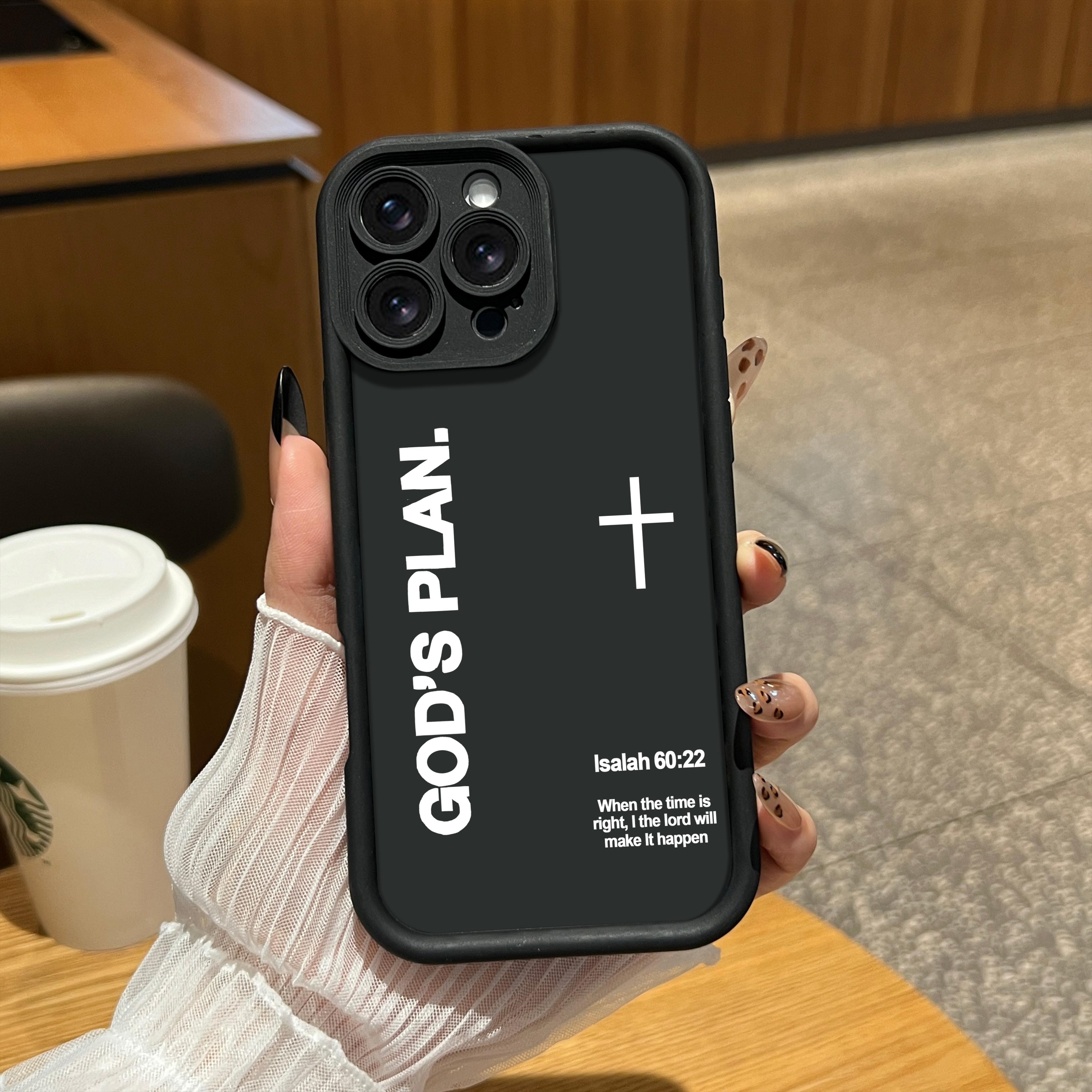 God's Plan Isaiah 60:22 Cross Smartphone Case - Minimalist Christian Inspirational Matte Brown Soft TPU Heavy-Duty Shockproof Anti-Scratch Cover for iPhone, Samsung Galaxy Handheld Cellphone Protection Devices