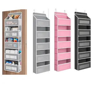 2026 New 5-Tier Door Storage Box with 5 Large Pockets Anti-Tilt 44Pound Load Over The Door Organizer for Bedroom Bathroom Pantry Children's Room