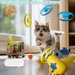 15pcs Cat Toys Colorful Flying Propellers Set& Hunting, Durable & Easy to Clean, No Batteries Required, Playful Design, Easy Clean Material Cat Playing Tracking Interactive Toys for Kitten Chasing Training Hunting wand pet ball bird