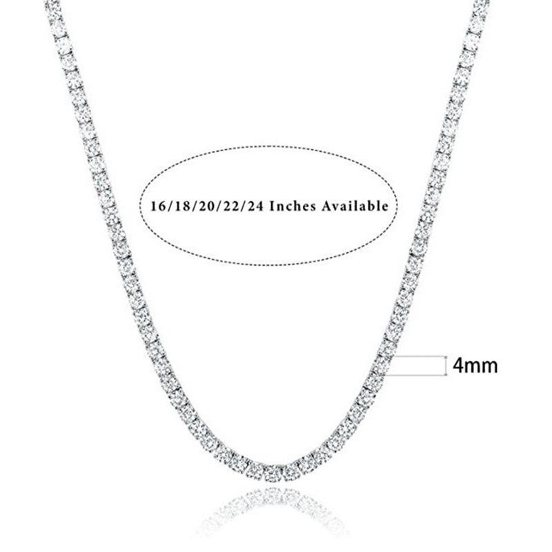 POPILY  3mm/5mm Simulated Diamond Tennis Necklace for Women, Classic 18"/20''/22"/24" with Secure Box Clasp Safety Latch