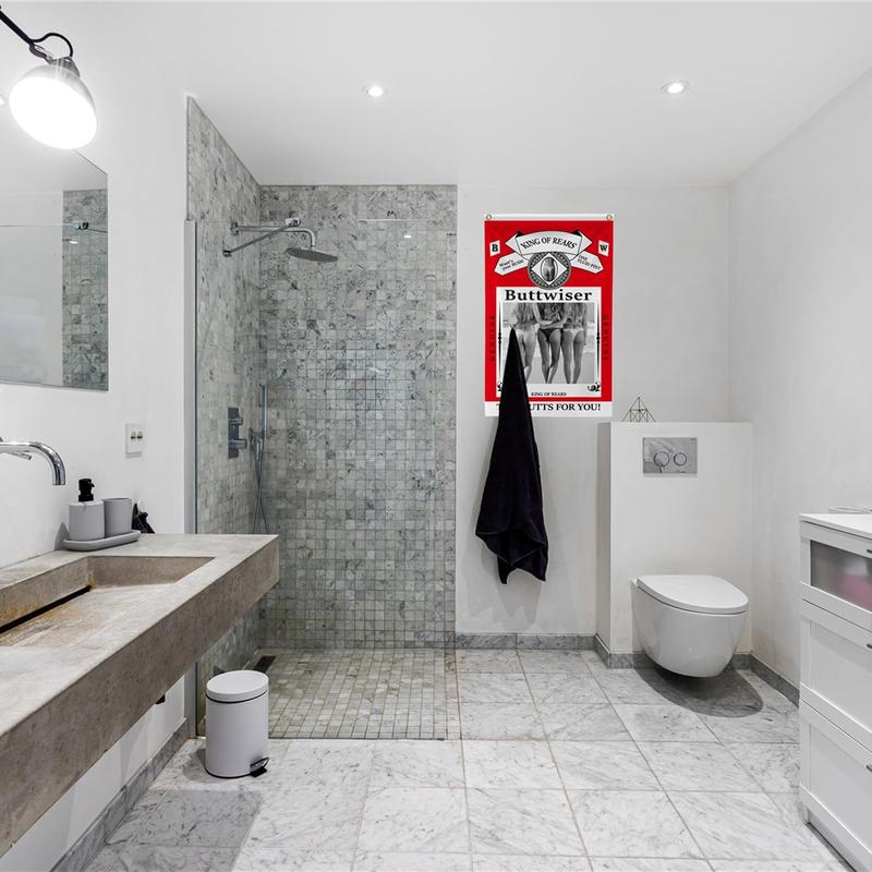 Buttwiser King of the Rears Flag 5x3Ft - Novelty College Funny Dorm Banner - Vivid Color & Fade proof - Canvas Header & Double Stitched Polyester with Brass Grommets 3 X 5 Ft