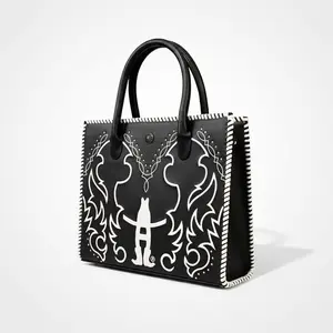 Laurel Midnight Rodeo Black Genuine Leather Tote Bag | Houston Livestock Show & Rodeo