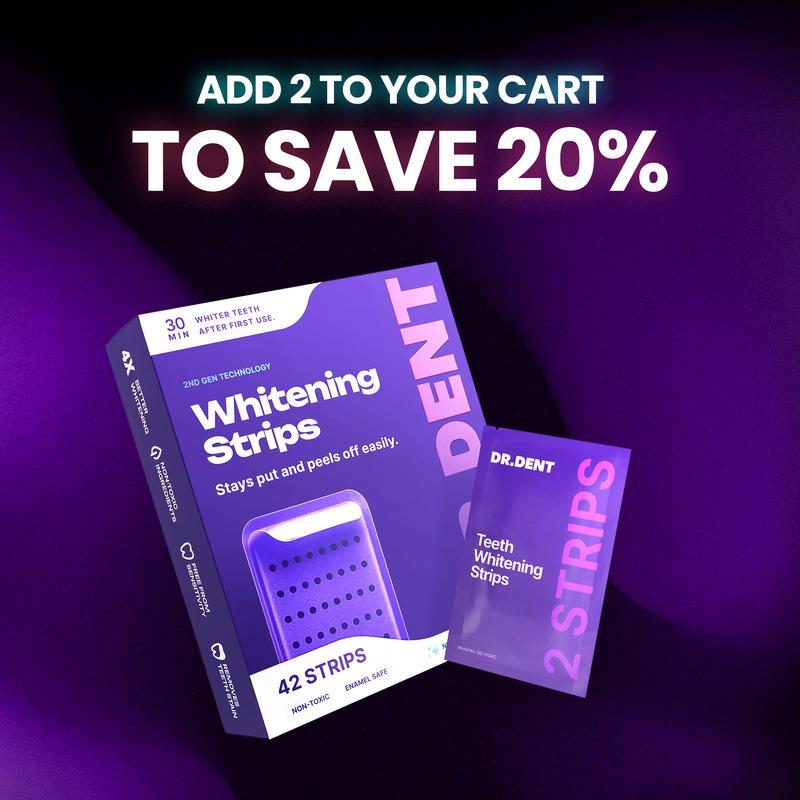 DRDENT Purple Teeth Whitening Strips - 42 Strips 21 Whitening Sessions - Safe for Enamel - Tooth Stain Treatment - Non Sensitive Teeth Whitening - Peroxide-Free