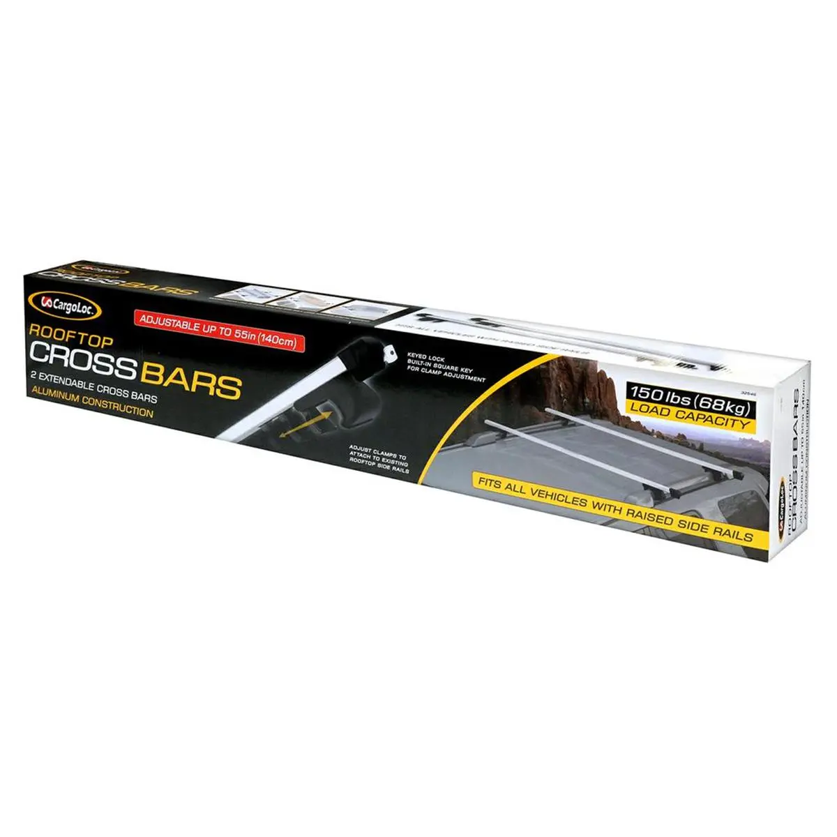Cargoloc 32546 Universal Fit Metal KD Cross Bars - Adjustable Up to 55 in, 2 Piece Set