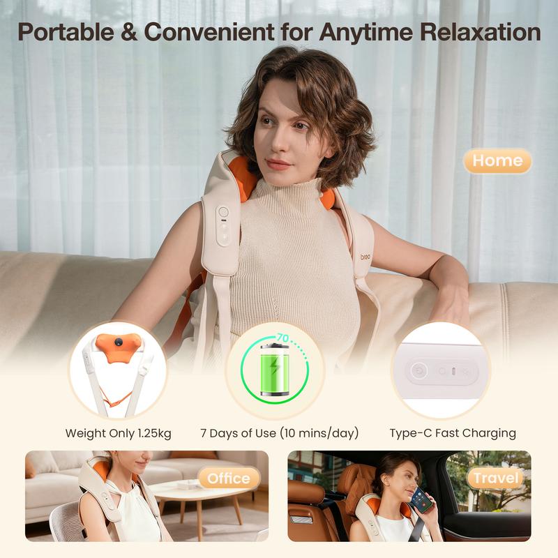 Breo N6 Mini Neck Massager with Heat - Plum-Blossom Rolling Massage for Neck & Shoulder Tension Relief - Cordless & Hands-Free for Home Office Travel