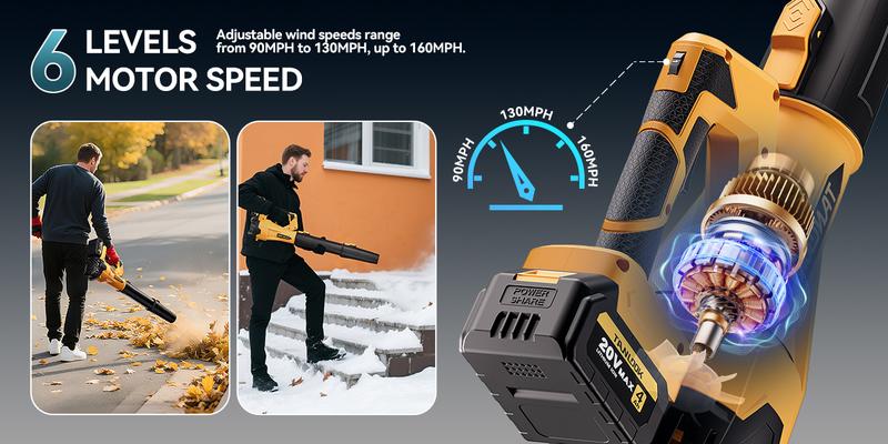 Tanlook Cordless Electric Leaf Blower/Snow Blower - 26000 RPM Max Power, 2×4.0Ah Batteries, Lightweight Handheld for Efficient Leaf & Snow Removal, Powerful Performance & User-Friendly Design