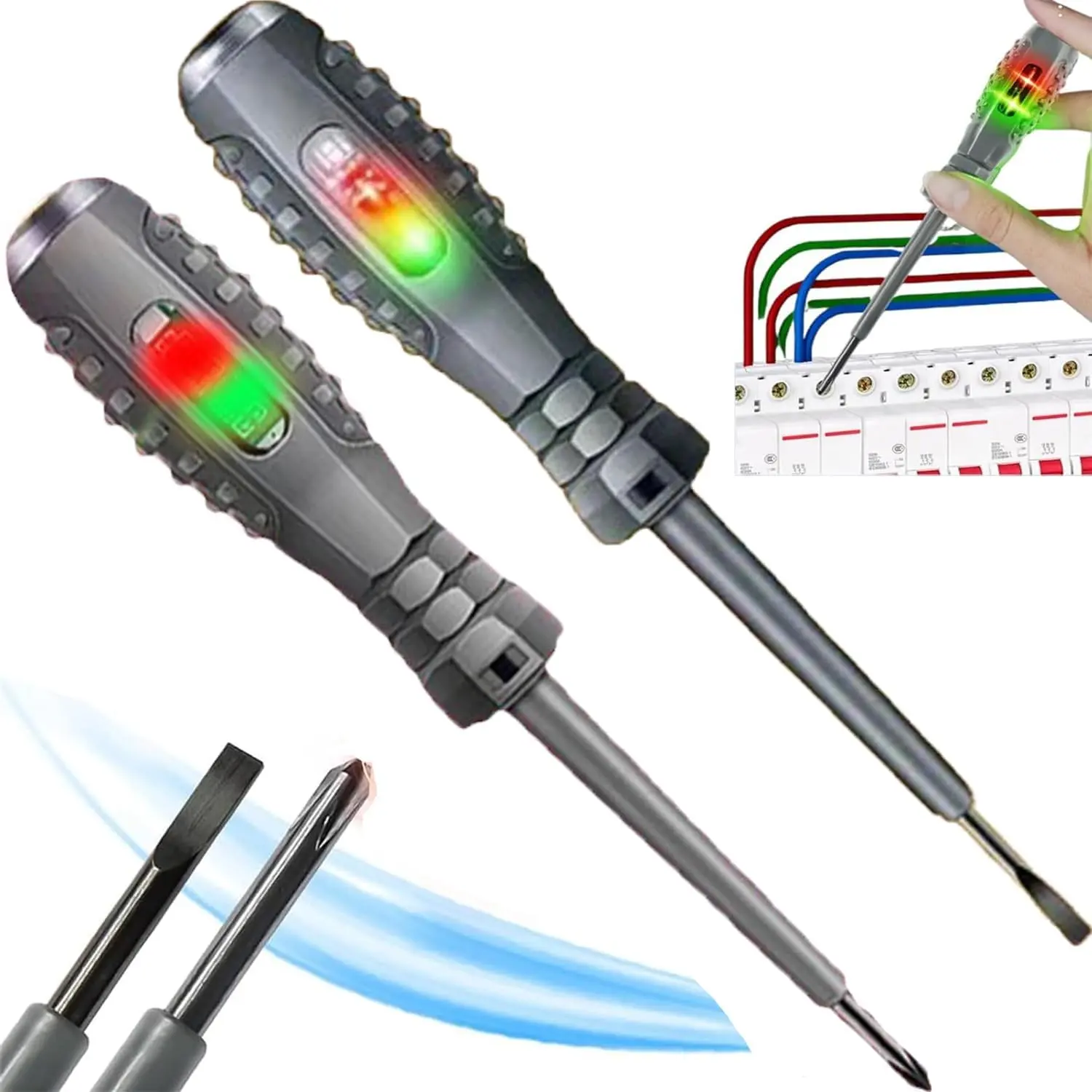 High-Brightness Color LED Voltage Test Pen - Multifunctional Electrical Tester with Anti-Slip Grip, Color LED Quick ID, Spare Battery Incl, Voltage Check Tool for Car & Home AC/DC Circuits, Live Wires, Wiring Tests, Diy Projects