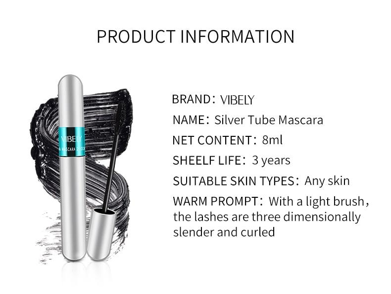 4D Premium Mascara by VIBELY - Easy to Remove by Warm Water, Lengthening,Organic, Vegan & Smudge Proof