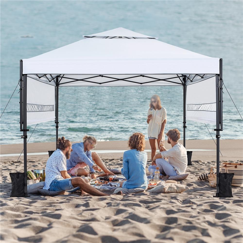 【2-Tiers】Yaheetech 10x17ft Pop Up Canopy with Awnings, 2-Tier Outdoor Canopy Tent, Heavy Duty Instant Shelter with Ventilation, Adjustable Dual Half Awnings & Wheeled Carry Bag, One-Handed Set-up