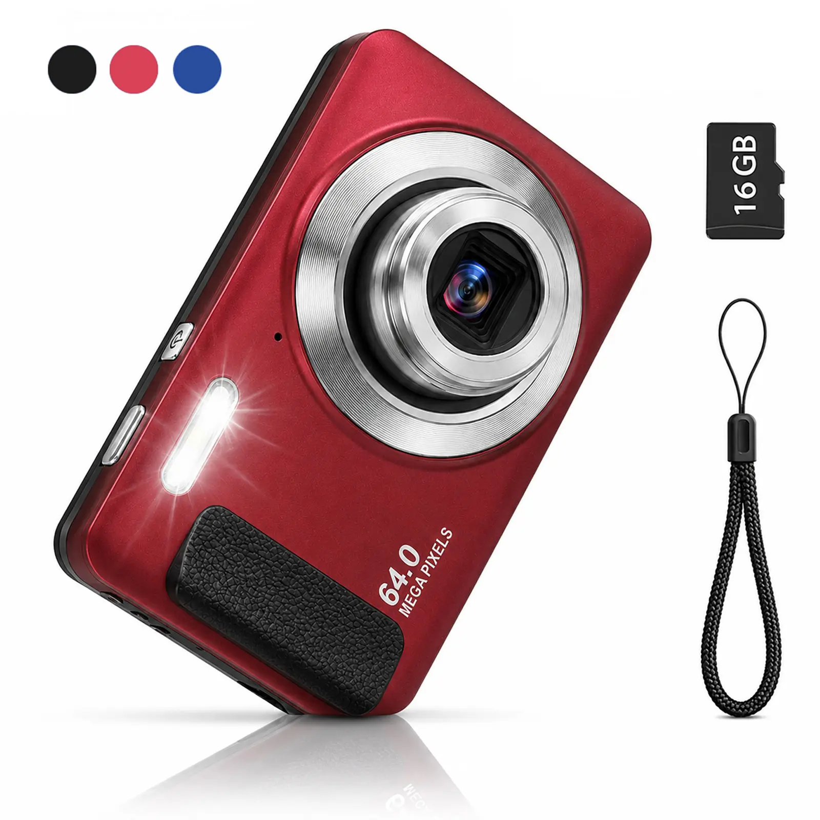 Digital Camera with SD Card - Compact Portable Mini Camera with ，Point-and-Shoot Pocket Camera for Teens, Students, Travel and Everyday Photography