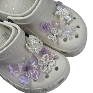 2026 New Style High-End Rhinestone Buckle Decor for Clogs - DIY Detachable Rhinestone Pearl Butterfly Buckle