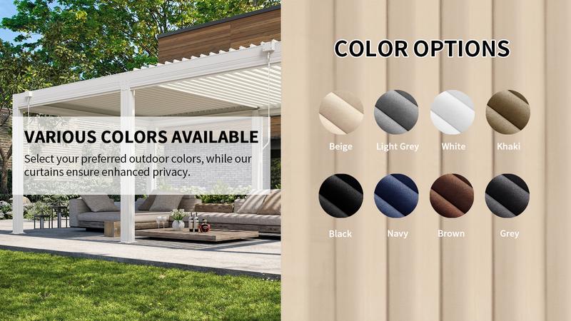 Easy-Going Outdoor Curtains Waterproof Windproof Weatherproof Curtain for Patio, Cabana, Porch, Pergola and Gazebo, Grommet Top and Tab Bottom Drape