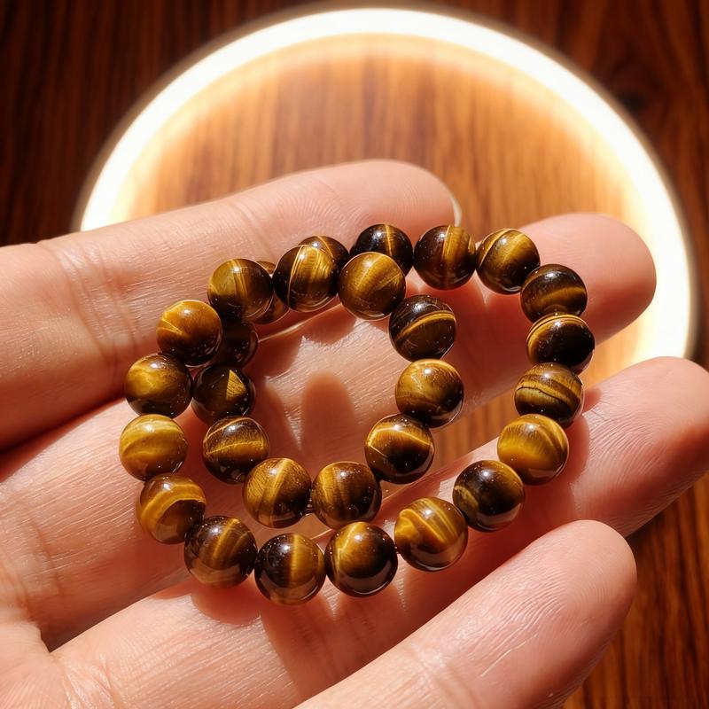 Tiger Eye Bracelet For Men Women 8MM/10MM/12MM Natural Stone Stretch Adjustable Black Crystal Beaded Bracelet for Meditation, Yoga, Spiritual Healing & Positive Energy Gifts