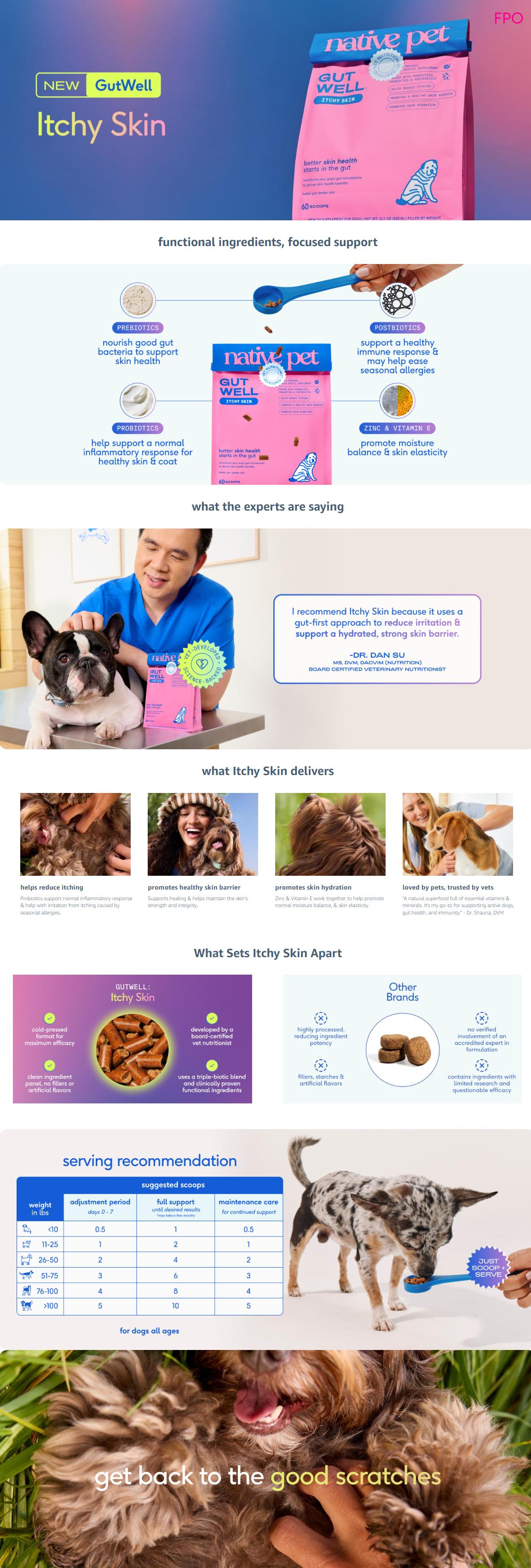 Native Pet GutWell - Vet-Developed Triple-Biotic Dog Supplement - Itchy Skin, Stress Relief, Weight & Digestion Support - Cold-Pressed Pellets - Made in USA Probiotics Native Pet GutWell - Vet-Developed Triple-Biotic Dog Supplement - Itchy Skin, Stress Relief, Weight & Digestion Support - Cold-Pressed Pellets - Made in USA Probiotics
