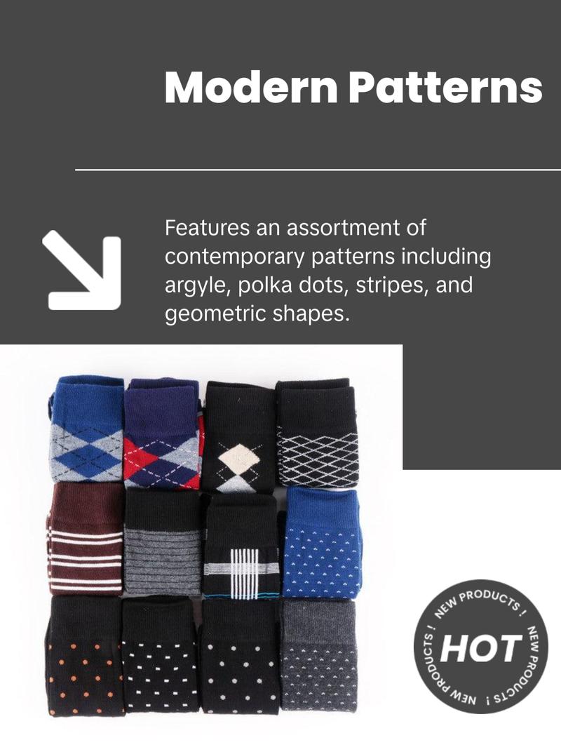 Vincent Di Mani Men’s 12-Pair Assorted Dress Socks – Modern Styles Pack