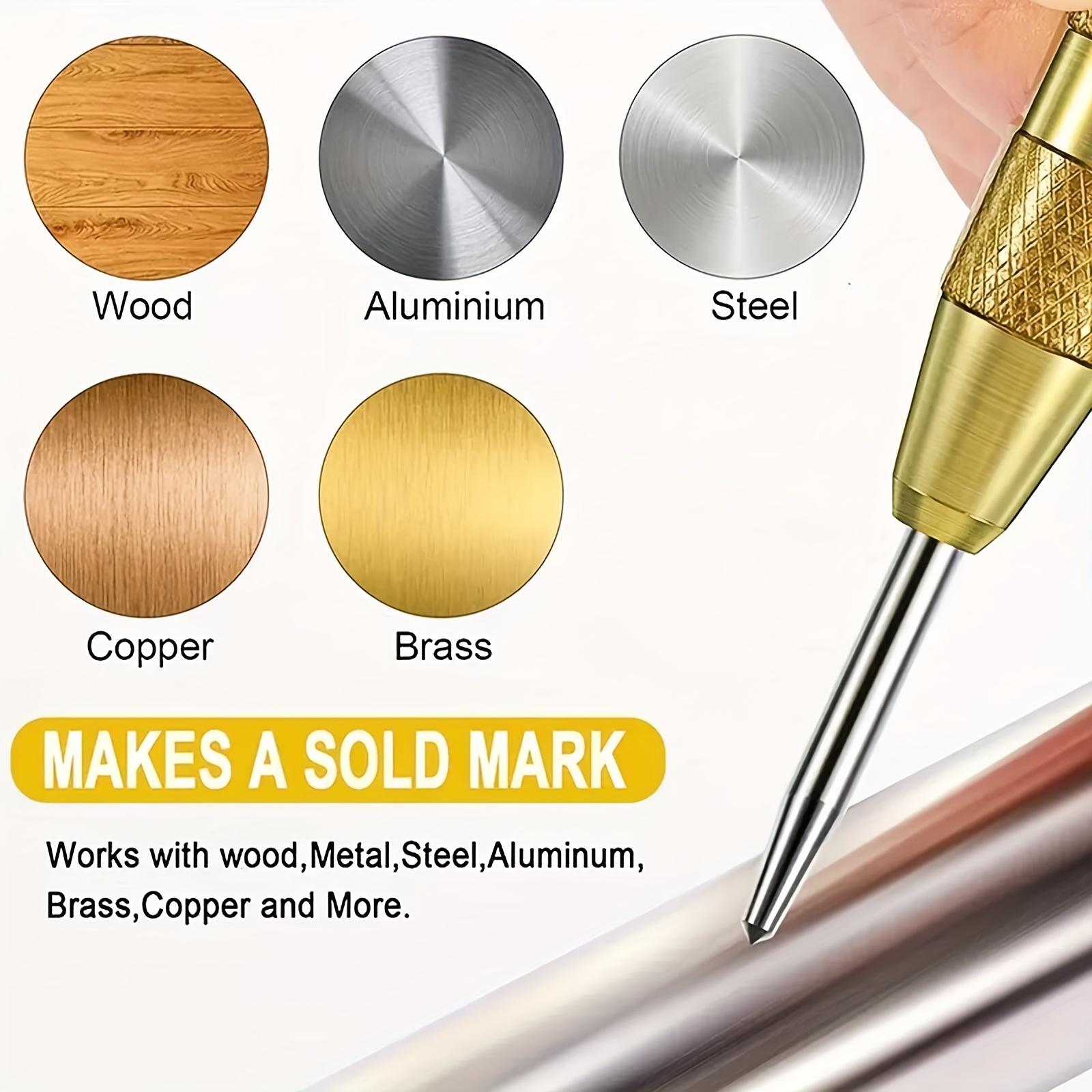 Professional Automatic Center Punch Locator Tool Kit 2 Pack with Adjustable Tension Spring Loaded Design for Accurate Metal Drilling Woodworking and Safety Glass Breaker