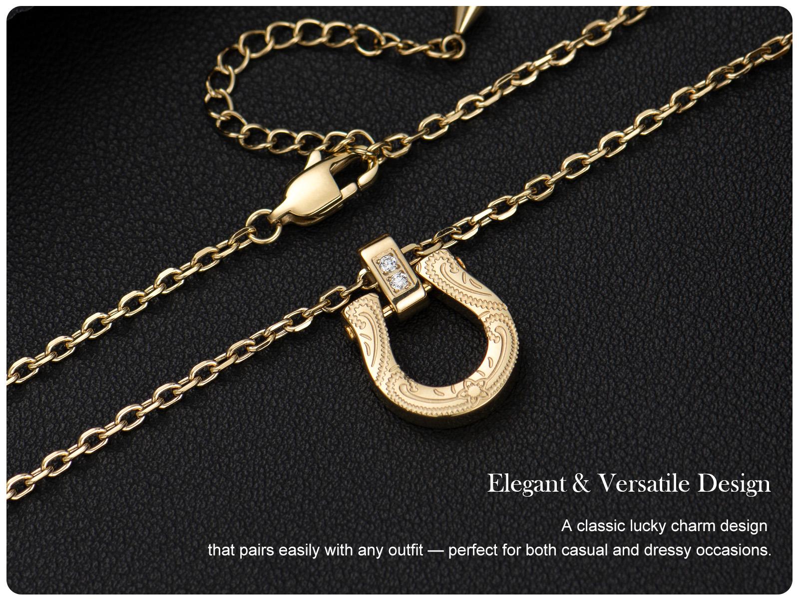 Holylegend 14K Real Gold Plated Horseshoe Letter Pendant Necklace for Women, Western Cowgirl Lucky Charm Jewelry with Clear CZ Diamonds, Symbol of Good Luck & Protection, Trendy Gold Plated Jewelry Gift