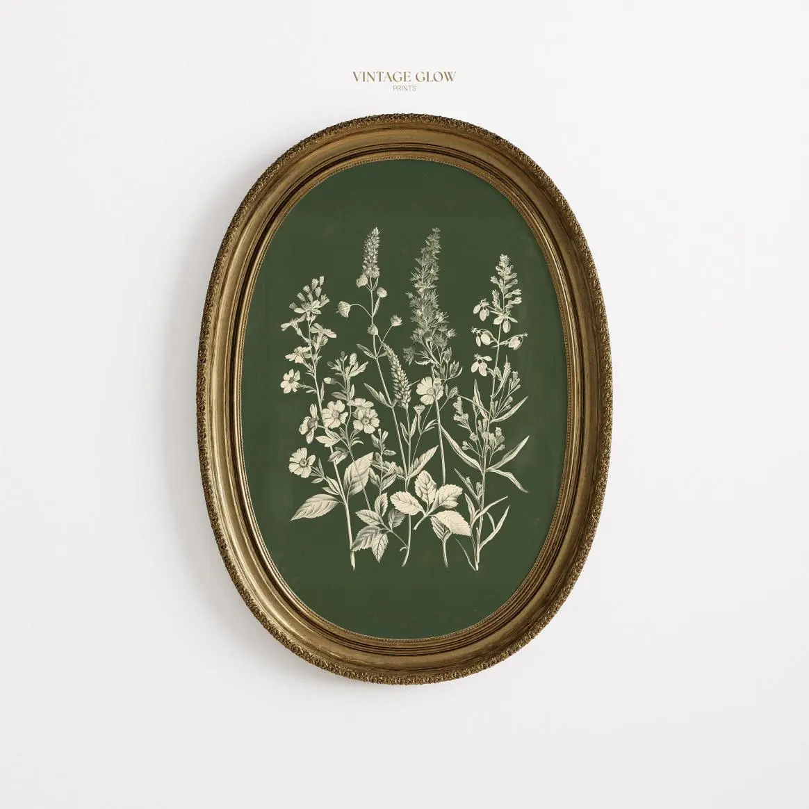 Floral Wall Art Print | Dark Green Botanical Decor | Cottagecore Rustic Flower Artwork | Trendy Home Decor, Vintage Fashion