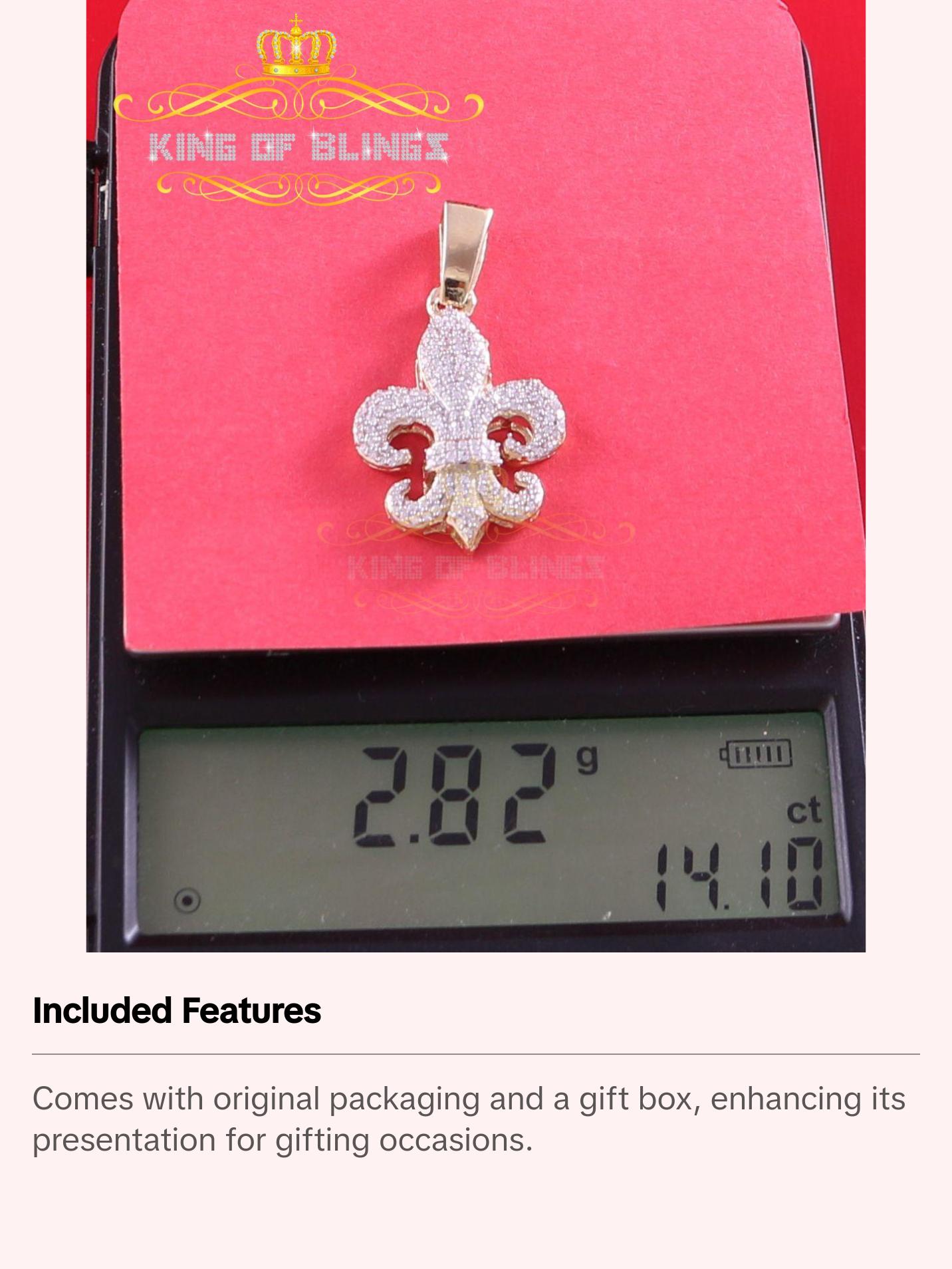 King Of Bling's Promise Yellow Sterling Silver Fleur de Lis Pendant with 1.47ct Cubic Zirconia