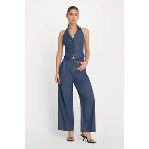 DENIM HIGH RISE CROPPED WIDE LEG TROUSER | INDIGO1187