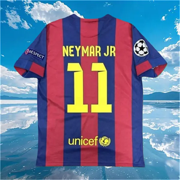 14-15 Home Red Blue Neymar 11 Short Sleeve Soccer jersey