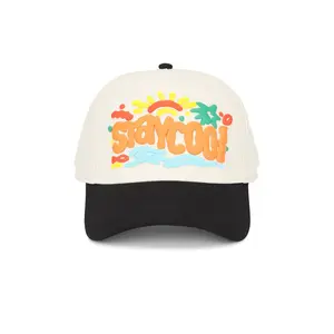 Stay Cool Island Trucker Cap in Cream & Black Unisex