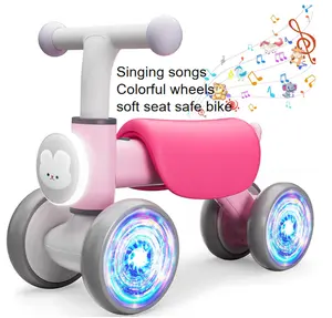 【Singing Bike】Colorful Lighting Baby Balance Bike for 1 Year Old Girls, Toddler Toys for 1 Year Old Girls Gifts, First Bike with Music and Soft Seat, 12-24 Month Toddler Balance Bike, First Birthday Gifts Learning Fun