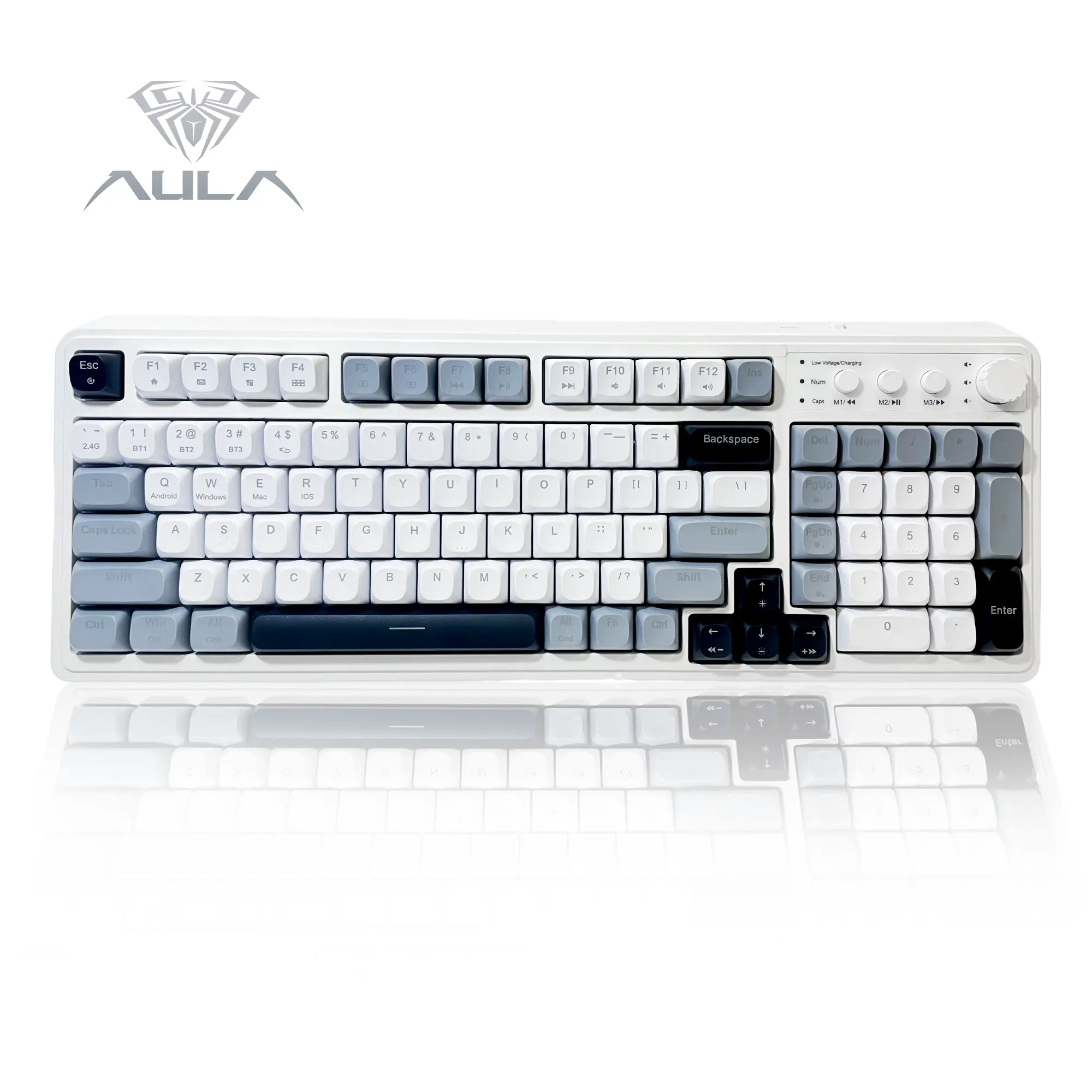 AULA S99 Wireless RGB Lighting Gaming Keyboard - 2.4GHz/Bluetooth/USB-C, Creamy Color Retro Backlit, Media Knob, Number Pad, Tools and Gadgets Cool Gadgets for PC Gamer, Rgb Lighting Keyboard, Creamy Keyboard