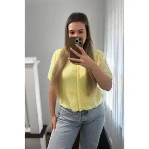 Short Sleeve Button-Down Cardigan- Butter