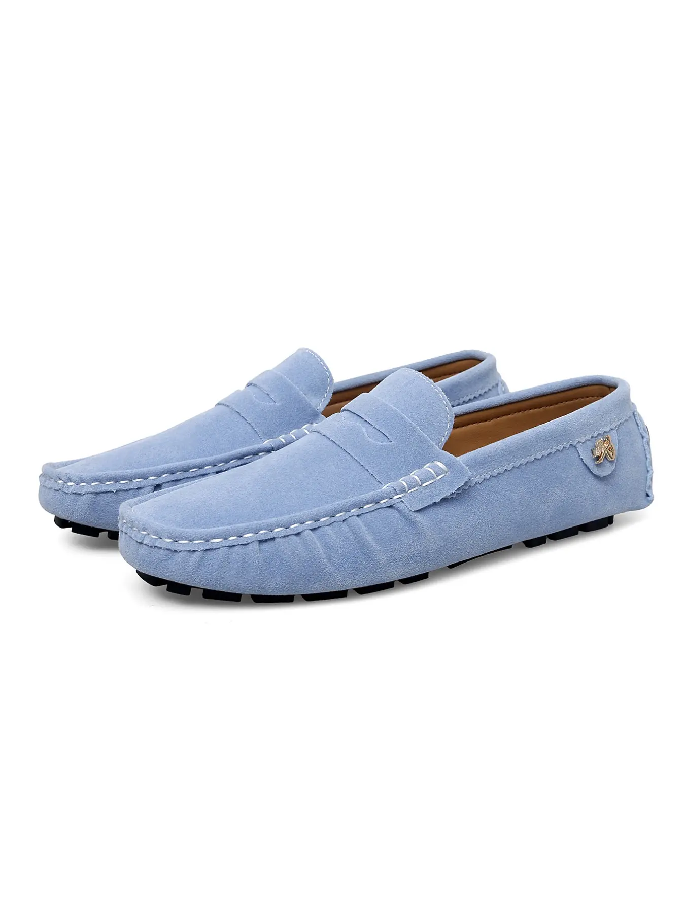 Simple Solid Color Loafers, Plain Loafers, Men's and Women's Penny Hand-stitched Suede Loafers, Slip-on Moccasins, Flat Boat Shoes, Walking Shoes, Pu Leather Shoes, Suitable for Commuting, Driving, Parties, Business Casual Work, Footwear