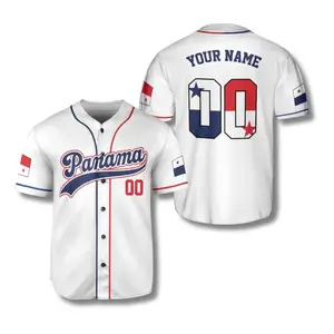 Personalized Panama Baseball Jersey Shirt, Custom Name & Number, White Button Up Team Uniform #Baseball
