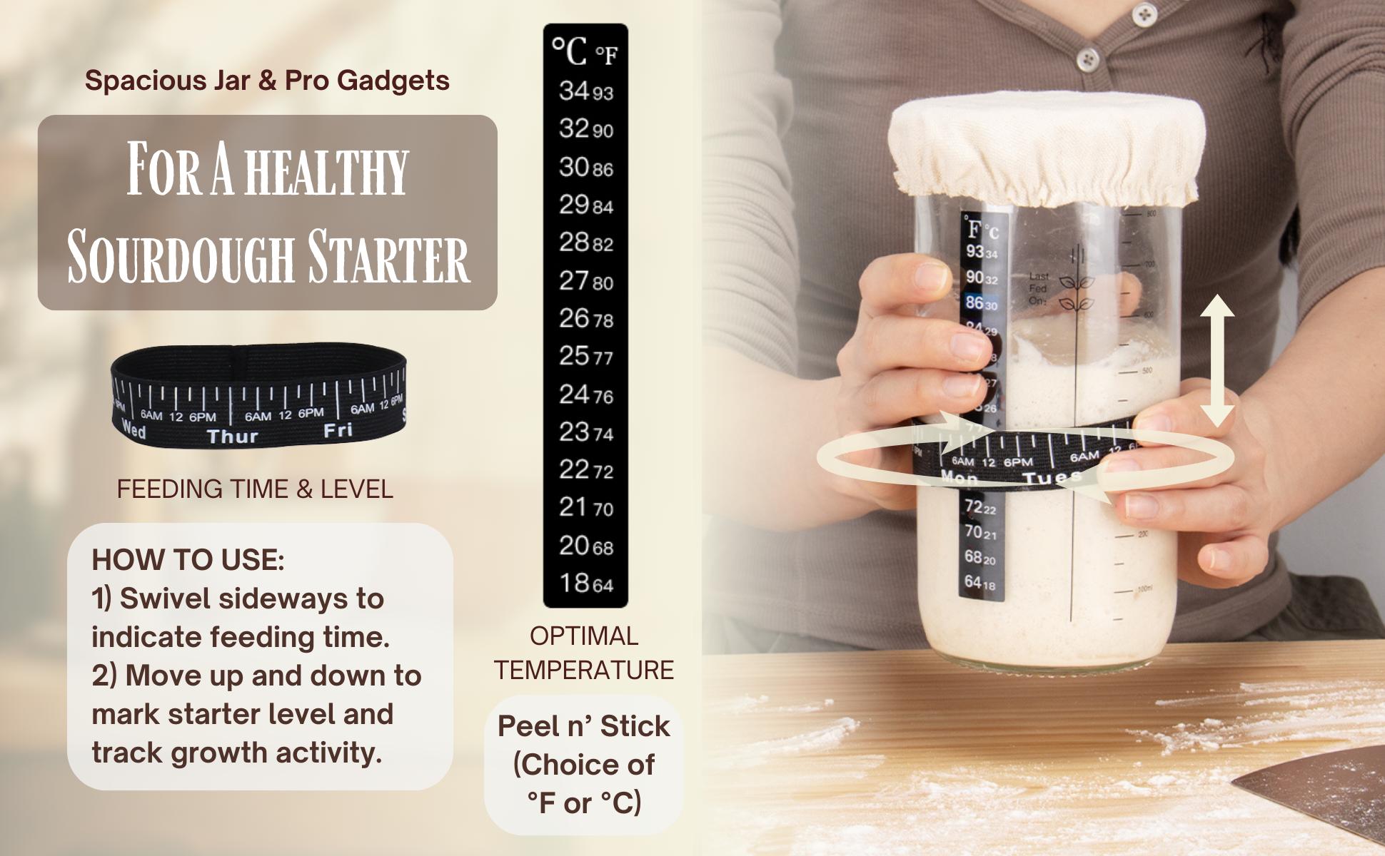 Sourdough Starter-To-Loaf Kit, Premium Silicone Oval & Round Bread Proofing Basket Set, Easy Baking Instructions, Complete Sourdough Kit, 34oz Sourdough Starter Jar With Accessories, Silicone Spatula, Danish Whisk, Dough Scraper, Scoring Knife, Bread Bags