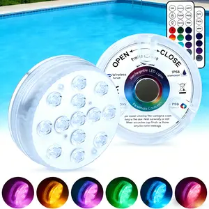 2/4-Pack 13LED Pool Lights with Remote (Batteries Not Included) – 16-Color Submersible Lights for Pools, Ponds, Bathtubs, Hot Tubs, Parties & Home Decor