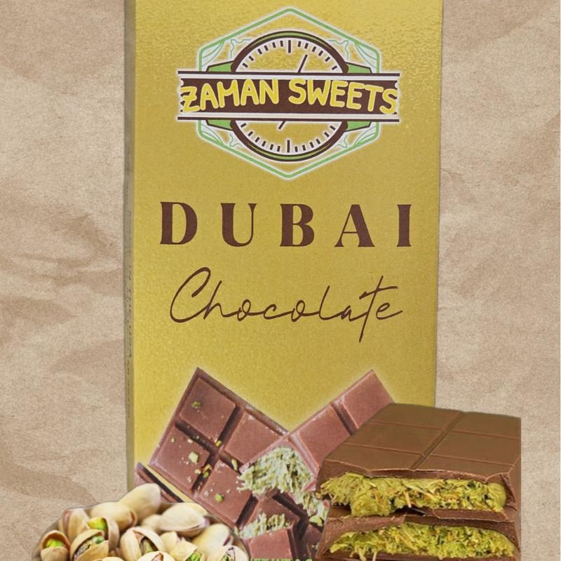 Zaman Sweets Dubai Chocolate with Pistachio Filling Rich Milk Chocolate Wrapping Perfect Sweet Snack for Various Occasions