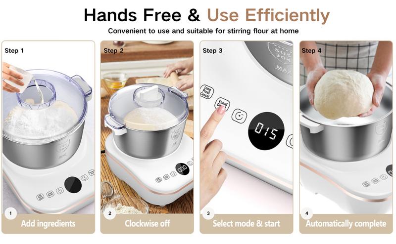 AIZIYO DoughChief 7Qt Electric Dough Mixer with Ferment Function, Dough Maker with 304 Stainless Steel Bowl, Microcomputer Control, Face-up Touch Panel, Easy To Clean for Bread & Pizza