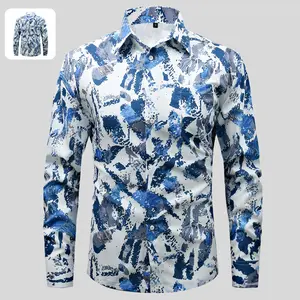 Modern Camo-Inspired Abstract Print Long-Sleeve Shirt - Artistic Everyday Statement