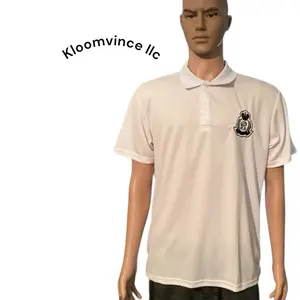 Kloomvince llc white polo shirt with a nice design logo casual for men  large shirt