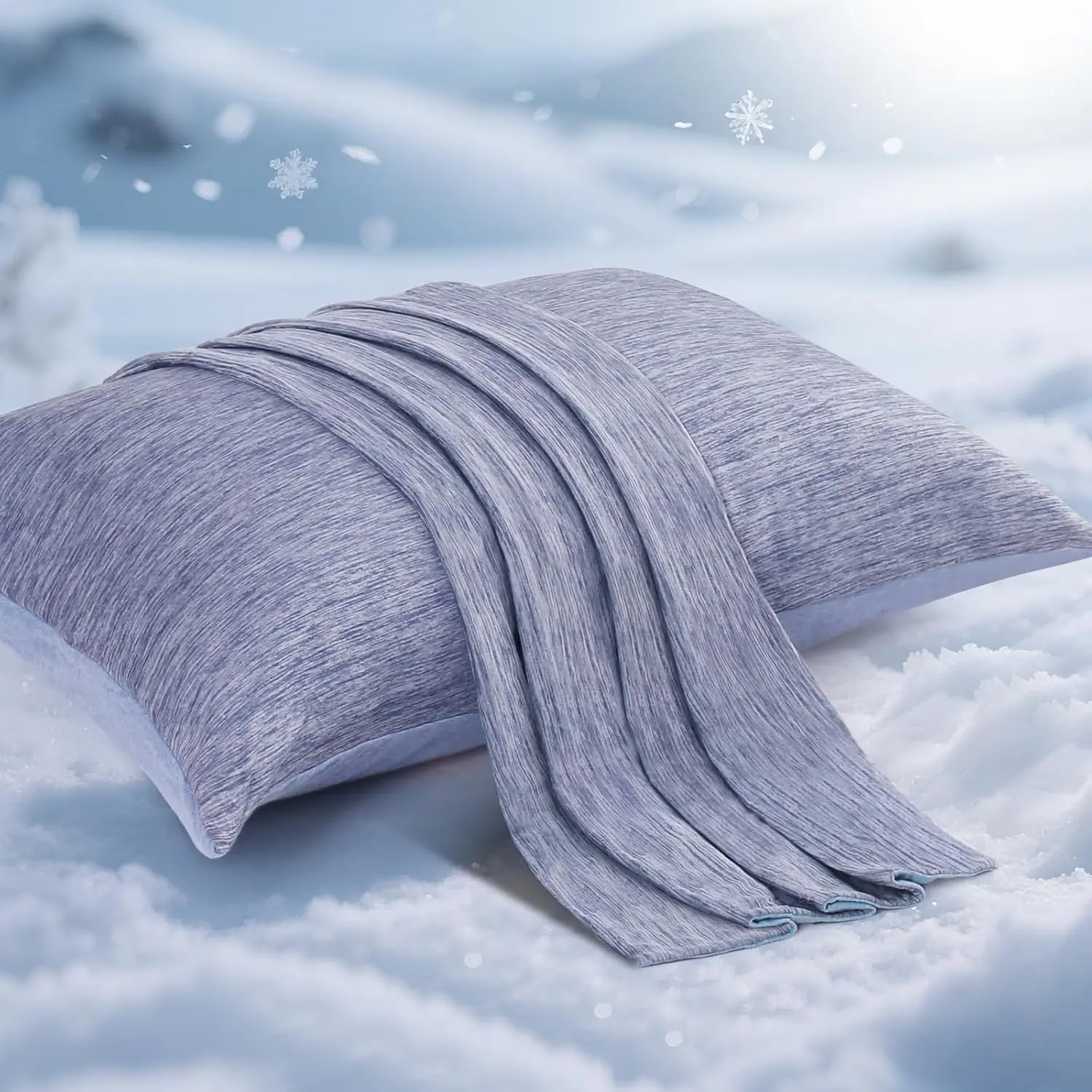 LUXEAR Cooling Pillow Cases 2 Pack Hidden Zipper Arc-Chill Cool Pillow Cases with Double-Side Design Oeko-TEX Certified Anti-Static Skin-Friendly Machine Washable Q-Max 0.5 Cooling Fibers 100% Cotton Fabric