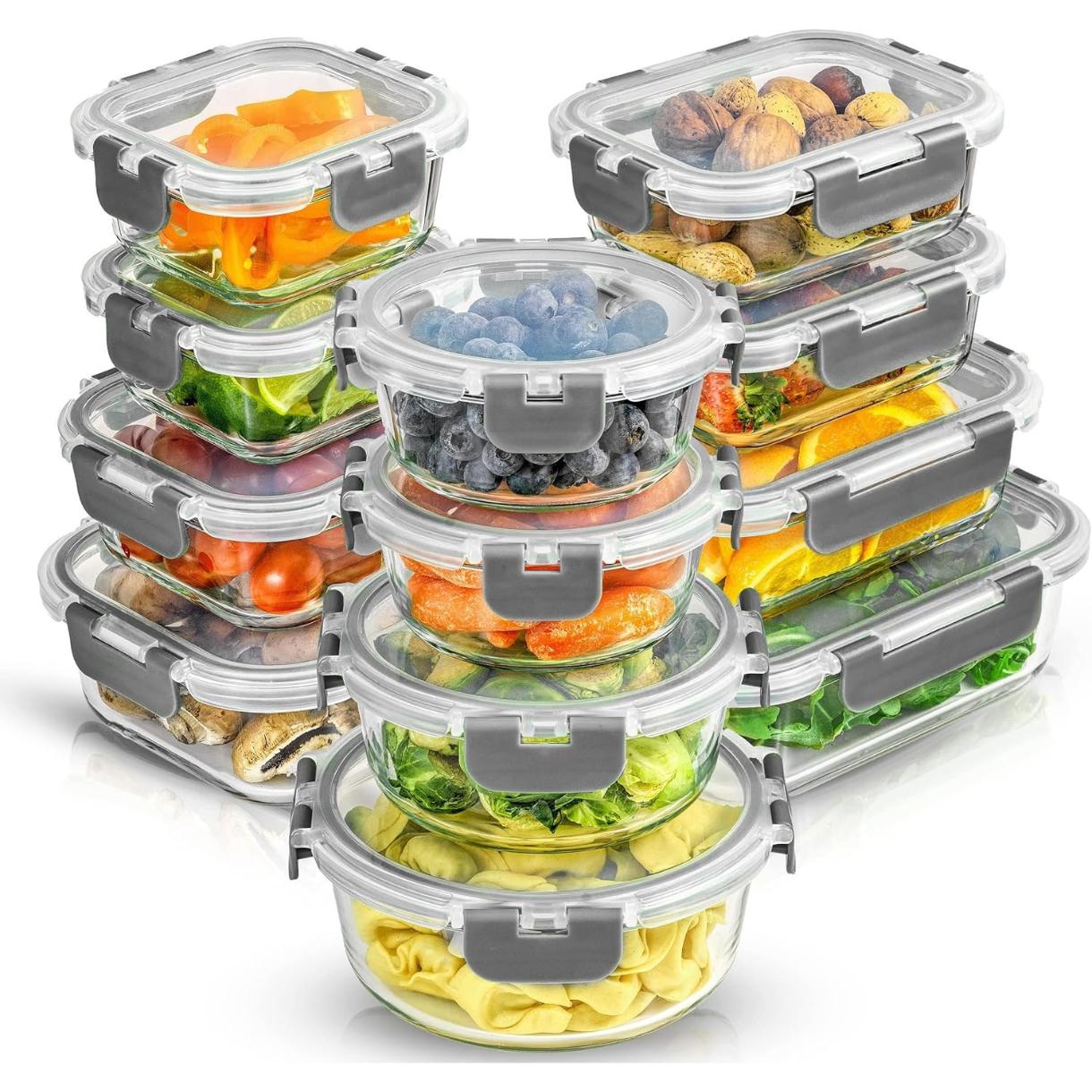 24pc Borosilicate Glass Storage Containers with Lids | 12 Airtight/Freezer Safe Food Storage Containers for Pantry and Kitchen | Meal Prep Container for Lunch | Glass Tupperware Set 24pc Borosilicate Glass Storage Containers with Lids | 12 Airtight/Freezer Safe Food Storage Containers for Pantry and Kitchen | Meal Prep Container for Lunch | Glass Tupperware Set