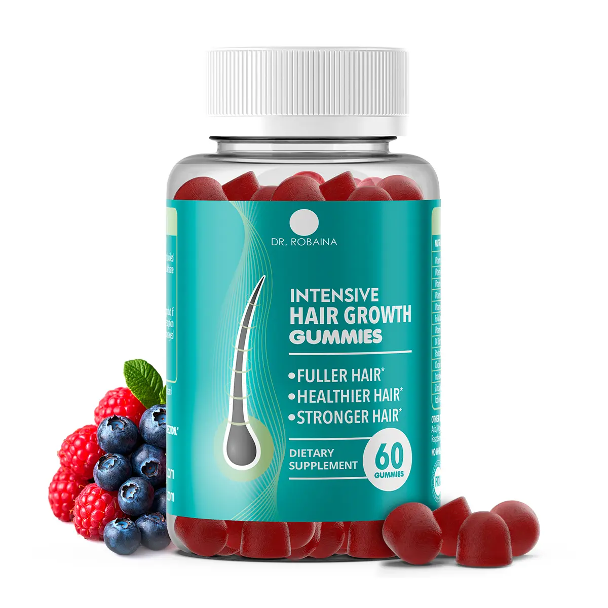 Dr. Robaina Hair Support Gummies, 5000 mcg Biotin & Keratin, 30-Day Supply, Easy-to-Chew, Made in USA