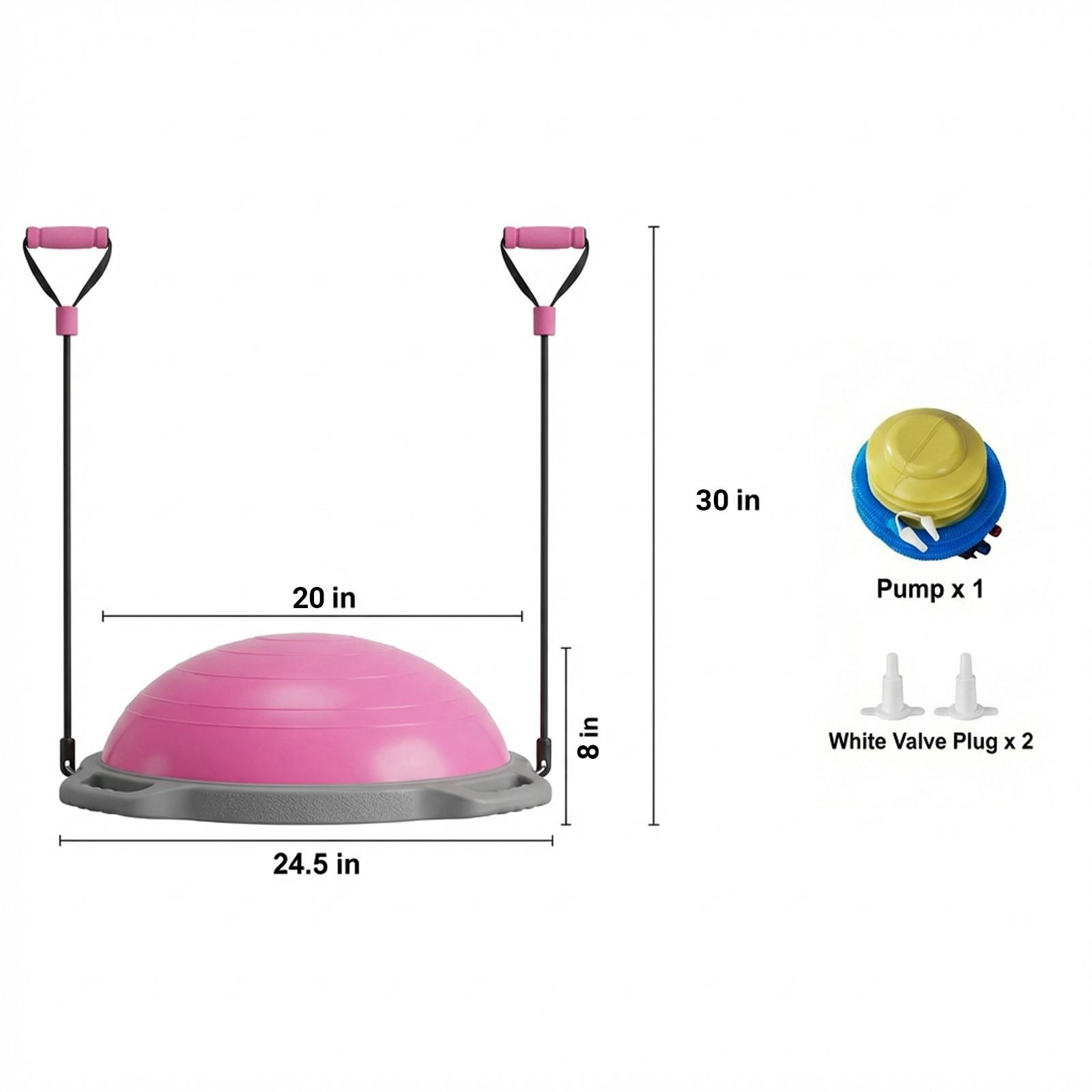 Yagud Balance Ball Trainer, 24 Inch Half Exercise Ball with Resistance Bands and Foot Pump, Half Yoga Ball for Core Strength Training, 660lb Capacity, Pink/Blue Yagud Balance Ball Trainer, 24 Inch Half Exercise Ball with Resistance Bands and Foot Pump, Half Yoga Ball for Core Strength Training, 660lb Capacity, Pink/Blue