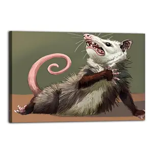 Opossum Funny Poster for Bedroom Aesthetic Canvas Wall Art Living Room Posters Painting Picture Print Modern Family Decor Artist Bathroom Poster