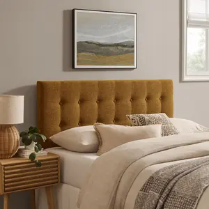 Emily Fabric Upholstered Queen Size Headboard in Copper