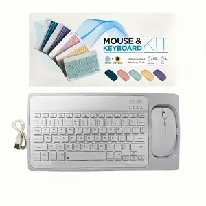 Wireless iPad Keyboard and Mouse Set, featuring a portable design with a rechargeable keyboard for quiet operation and a USB-corded mouse pad. Compatible with iPad, smartphones, and computer devices. Portable wireless keyboard and mouse. gamer