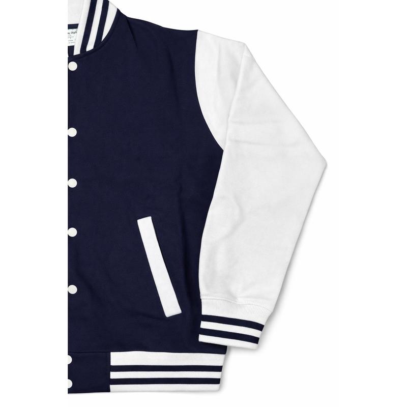 Classic Varsity Jacket – Button-Up Letterman Jacket, 80% Cotton 20% Polyester, Casual Streetwear Coat – Red, Navy, Black